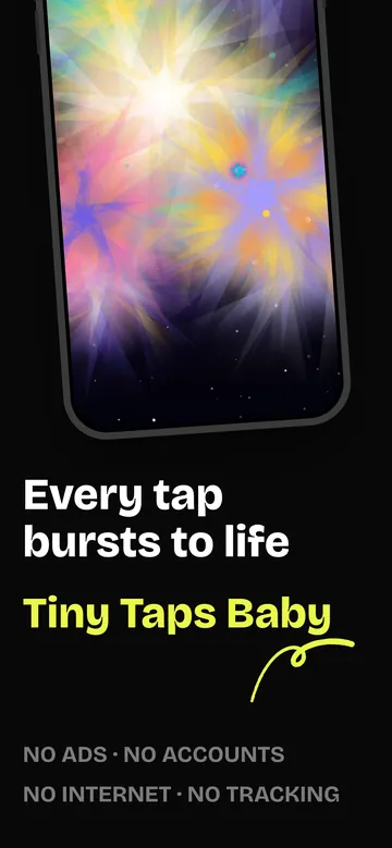 Tiny Taps Baby on iPhone: a burst of glowing particles in the Space theme